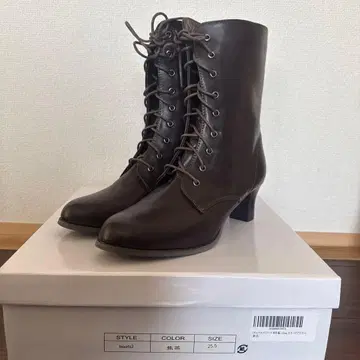 [쿄에츠] 하카마 부츠 브라운 25.5cm 레이스업 졸업식 레이스업