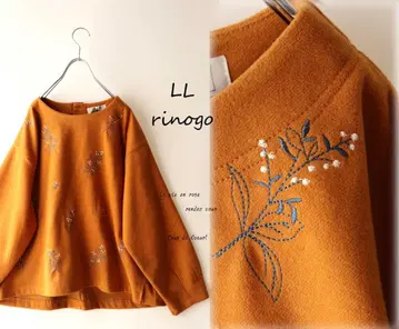 새상품 할인 LL 오렌지 계열 꽃 자수 오버 블라우스 상의 빅 사이즈