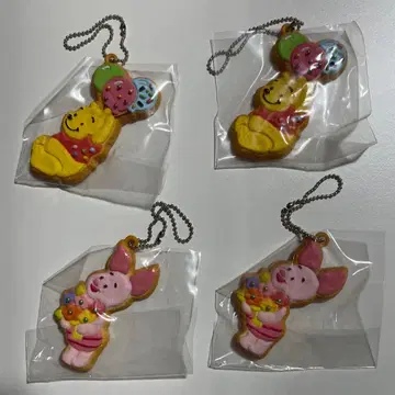 (헤이세이 레트로) 푸우와 피글렛 쿠키풍 체인 스트랩 세트