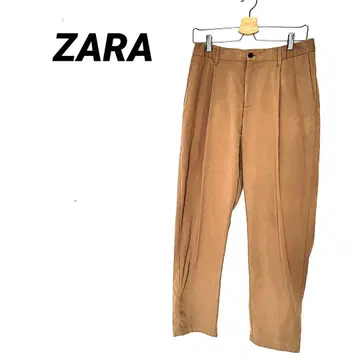 3663K 자라 턱 팬츠 슬랙스 브라운 테이퍼드 허리밴딩 무지