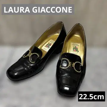 LAURA GIACCONE 천연 가죽 블랙 펌프스 22.5cm