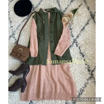 전부 사만사 모스모스 가을 컬러 니트 원피스 코디 2세트