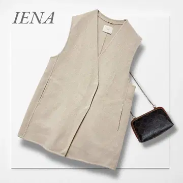 이에나 지레 베스트 베이지 울 100% V넥 레이어드 성인 여성