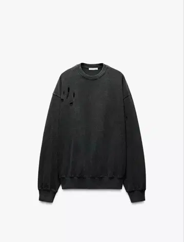 [ ZARA ] 데미지 오버 사이즈 맨투맨 셔츠 빈티지풍