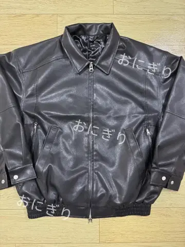 BEAMS 빈티지 가죽 지퍼 블루종