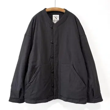 RNA-N 충전솜 티셔츠 자켓 노카라 오버 사이즈 흑먹색