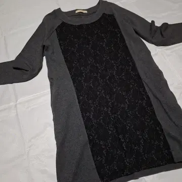 GLOBAL WORK 그레이 레이스 패널 긴팔 원피스