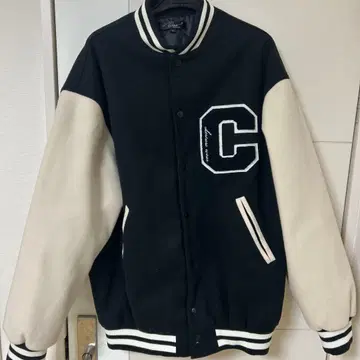 오버 사이즈 칼리지 로고 울 라이크 바시티 자켓