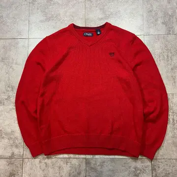 CHAPS 챕스 V넥 코튼 로고 니트 스웨터