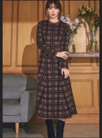 Herlipto check jacquard knit dress