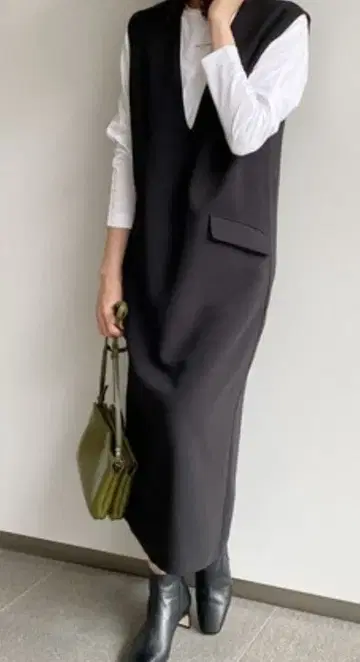 라운지 드레스 V넥 롱 원피스