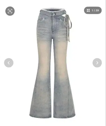 andwang Corset CutOut Ribbon Flare Denim