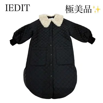 컨디션 최상 IEDIT 이디트 보아 옷깃 퀼팅 코트 SP 블랙