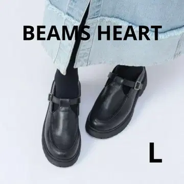 BEAMS HEART T 스트랩 모카신 블랙