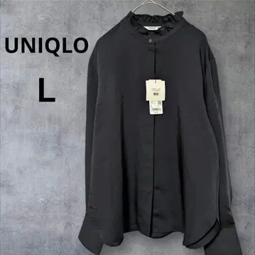 유니클로 코토니에 새틴 프릴 블라우스 L