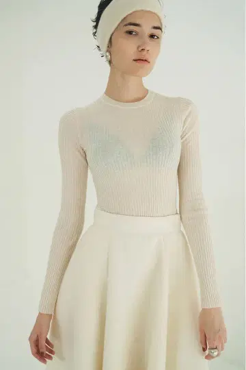 CLANE SHEER RIB KNIT TOPS size1