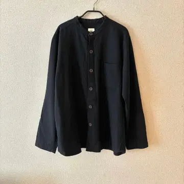 린넨 노카라 울 셔츠