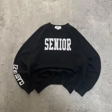 USA 구제 의류 SENIOR 암 프린트 맨투맨 트레이닝복 블랙