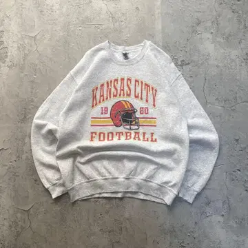 길단 USA 구제 의류 칼리지 삼단 프린트 맨투맨 트레이닝복 굿 배색