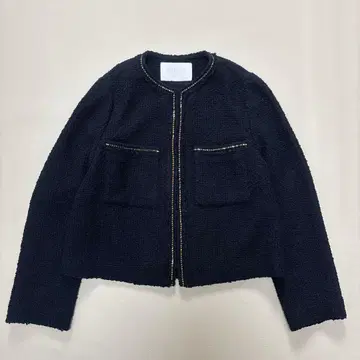 Ballsey 보르지 트위스트 루프 트위드 노카라 자켓 블랙