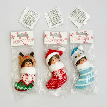 몬치치 크리스마스 산타 스노우맨 루돌프 키체인 3체 세트