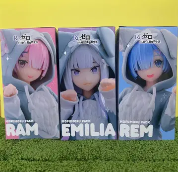리제로 렘 라무 에밀리아 모후모후 팩 피규어 3체 세트