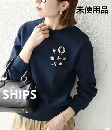 [ 미사용 ] SHIPS 네이비 비쥬 컴팩트 크루넥 풀오버