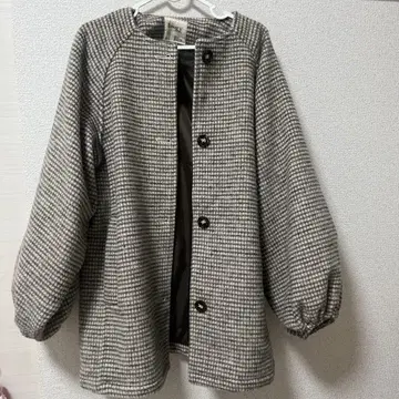 lawgy 노카라 체크 미디 아우터