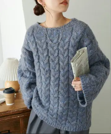 미사용 디스코트 케이블 짜임 소매 플레어 풀오버