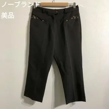 여성용 7부 팬츠* 브라운 자수 디자인 /새상품급/vintage