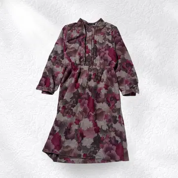 그레이 꽃무늬 원피스 기모 안감 가을/겨울 A라인 레트로