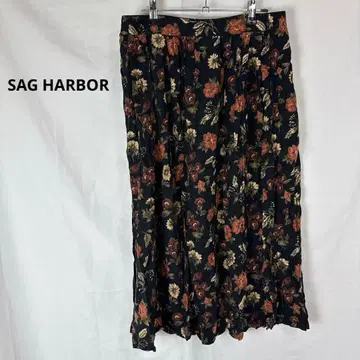 SAG HARBOR 사그 하버 꽃무늬 롱 스커트 블랙 플라워 얇은 소재