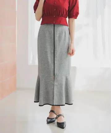 프론트 지퍼 머메이드 스커트