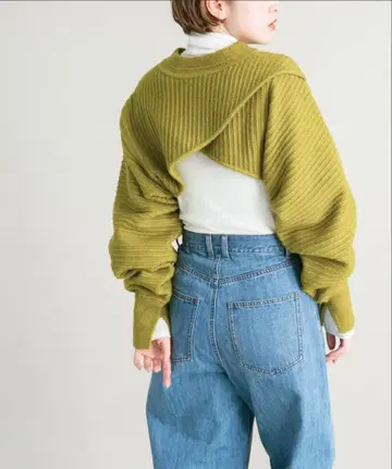 KBF 긴팔 니트 2WAY 턱 보더 크롭 니트