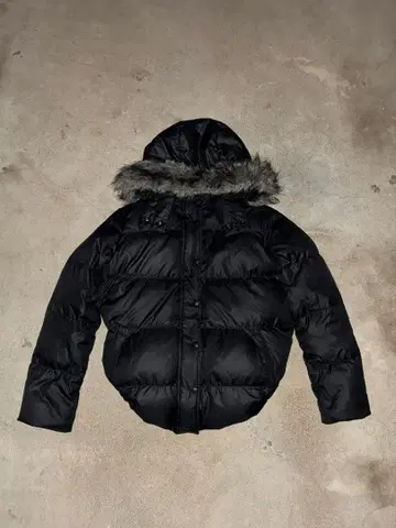 Y2K 퍼 후드 다운 자켓 헤이세이 00s 광택 쇼트 기장 opium