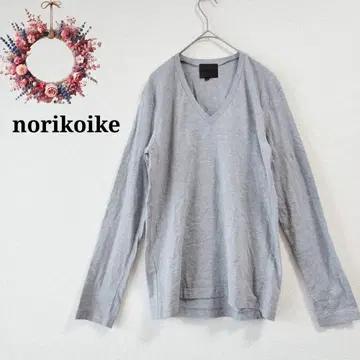 노리코이케 롱 티셔츠 V넥 티셔츠 상의 코튼 S