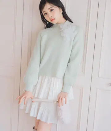 willselection 플라워 모티브 보틀넥 니트