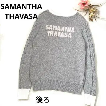 사만다 타바사 니트 바이컬러 케이블 짜임 리브 로고 마크 루즈핏