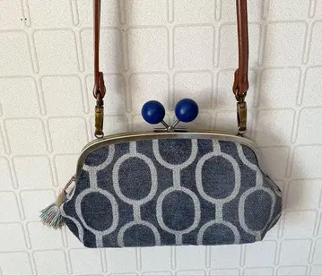 수입 원단 큰 나무 구슬 모자 가마구치 장지갑 백