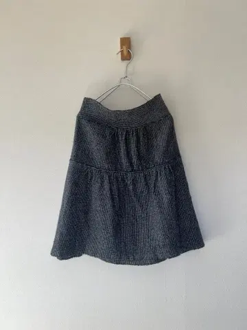 45R 에이프런 스커트 울 랩스커트 말기 로고 자수