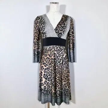 퍼플 레인 원피스 롱 기장 표범 무늬 크로커다일 패턴 USA S