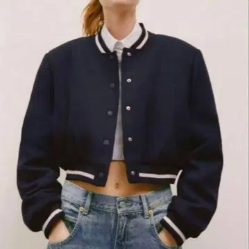 ZARA 크롭 봄버 자켓 블루종 M 사이즈