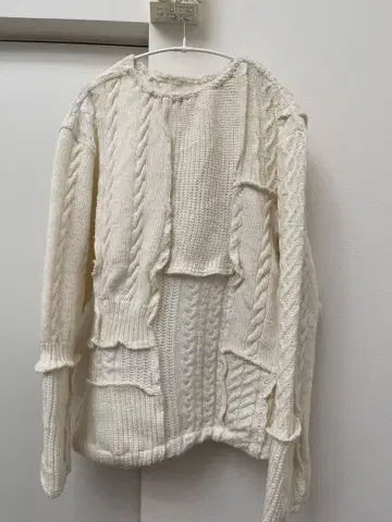 SEEALL 오버 사이즈 패치워크 케이블 니트