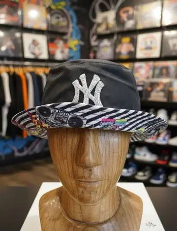 NY 양키스 글리터 스톤 로고 리버서블 버킷햇 90sART