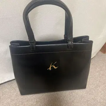 키타무라 K 블랙 가죽 핸드백