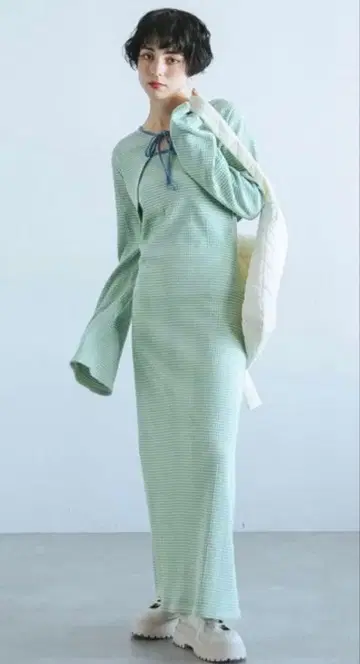 페이지 보이 pageboy 콤비 원피스 세트 원피스 보더 면 새상품급