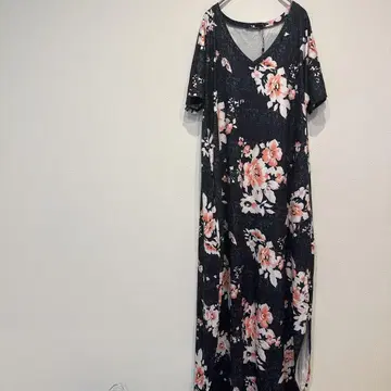 새상품급 HUSKARY [ XL ] 반팔 꽃무늬 롱 원피스