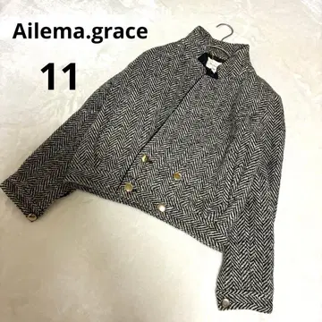 Ailema.grace 이토킨 헤링본 무늬 숏 자켓 울