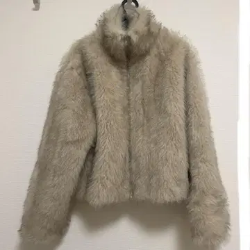 레이 캐신 더블 지퍼 퍼 블루종 아이보리