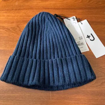 UNIQLO J 블루 리브 편직 캐시미어 니트캡 니트 모자